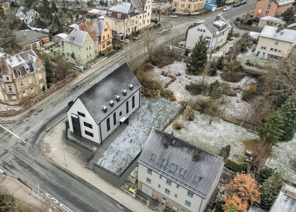 Das Münsterviertel in Hof — kernsanierter Altbau mit sechs Eigentumswohnungen, Luftaufnahme